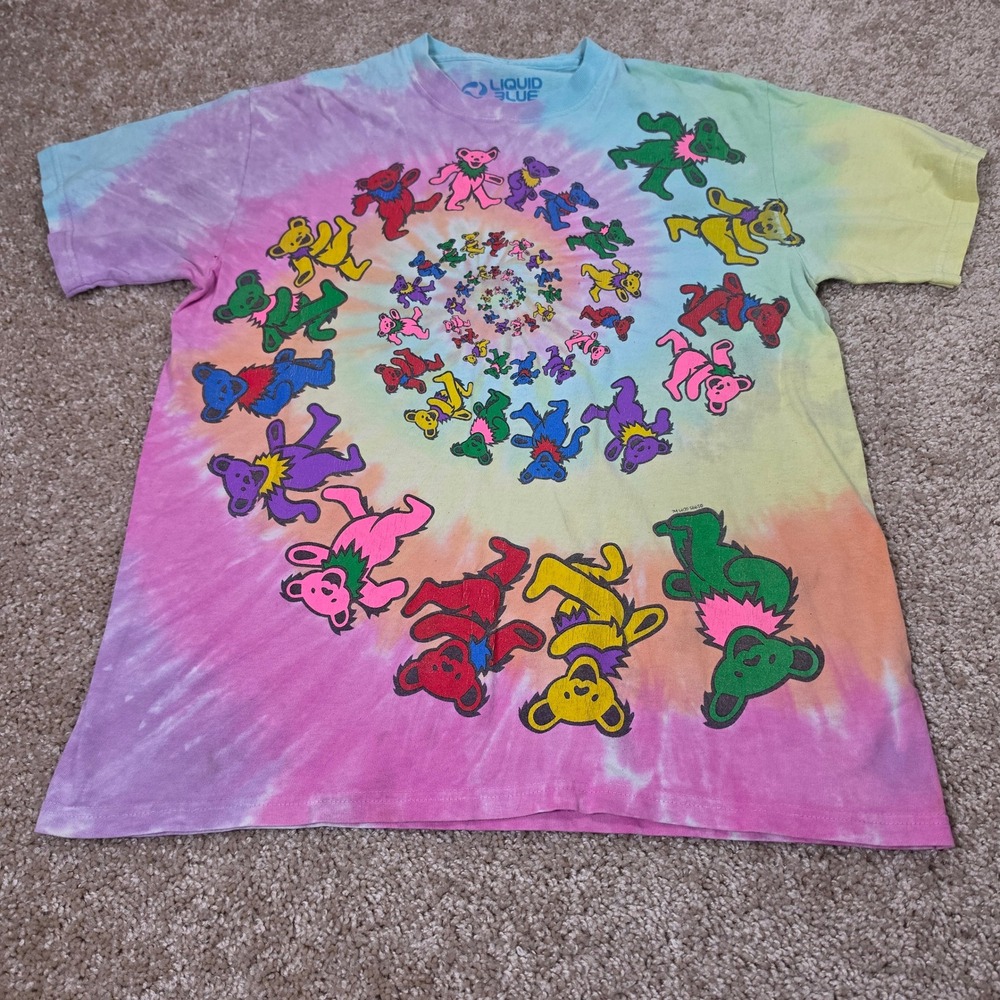 Liquid Blue T-Shirt Grateful Dead Dancing Bears Rainbow Tie Dye Hippie Size M